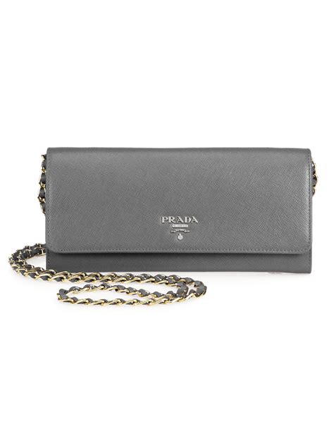 prada saffiano chain|PRADA Saffiano Metal Oro Chain Wallet Marmo.